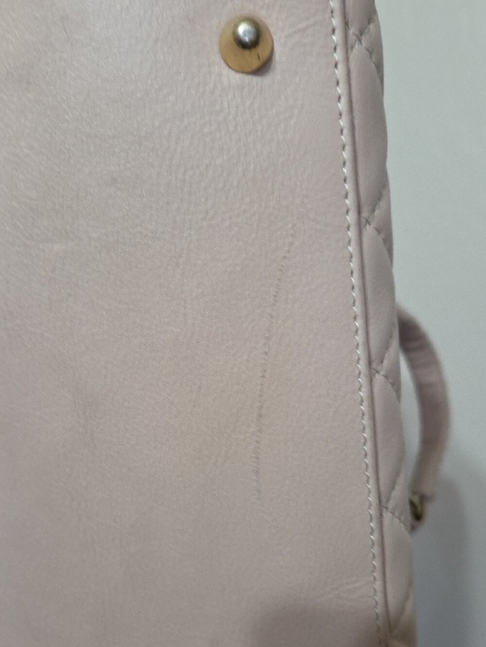 Italian Leather Quilted Bag Made in Italy Blush Pink Gold Chain Real Leather - Picture 7 of 12